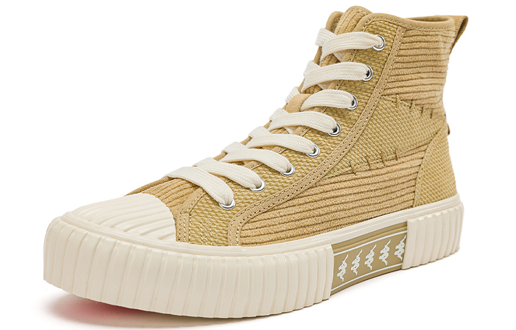 Kappa Corduroy High top Skateboard Shoes Unisex Gray Umber White