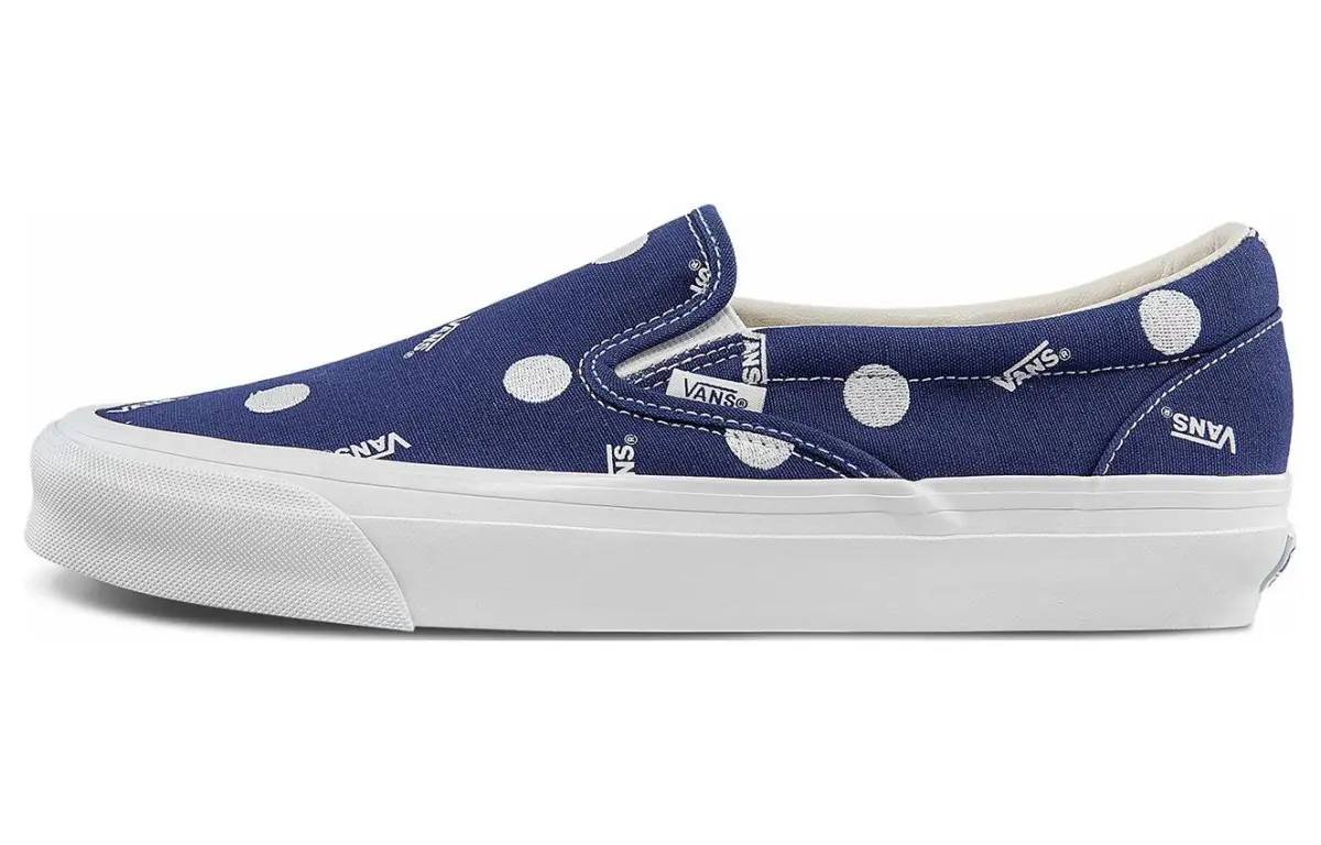 Vans Og Classic Slip on Lx Low Top Casual Skateboarding Shoes Unisex White Blue