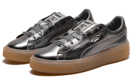 Женские кроссовки PUMA Platform Bask Luxe (серебристый) — фото 3