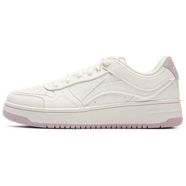Li Ning Tianji Slip Resistant Cushioning Abrasion Resistant Lightweight Low top Skateboard Shoes Women's White Purple