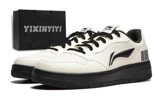 Li Ning Tianji Soft Slip Resistant Cushioning Low top Skateboard Shoes Unisex Black White