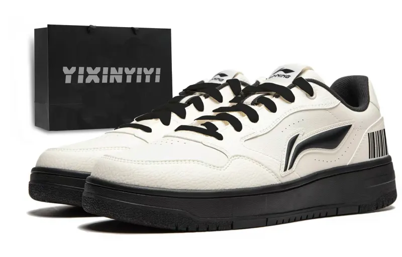 Li Ning Tianji Soft Slip Resistant Cushioning Low top Skateboard Shoes Unisex Black White