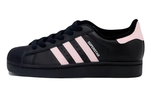 Adidas Originals Superstar 2 Slip Resistant Abrasion Resistant Low top Skateboard Shoes Unisex Black Pink