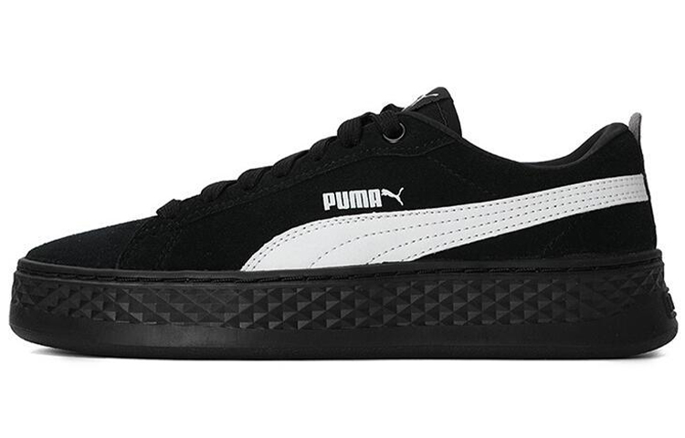 PUMA Платформа Puma Smash Platform Suede Comfort воздухопроницаемый Носить -устойчивый низкий панель обувь женский черный белый