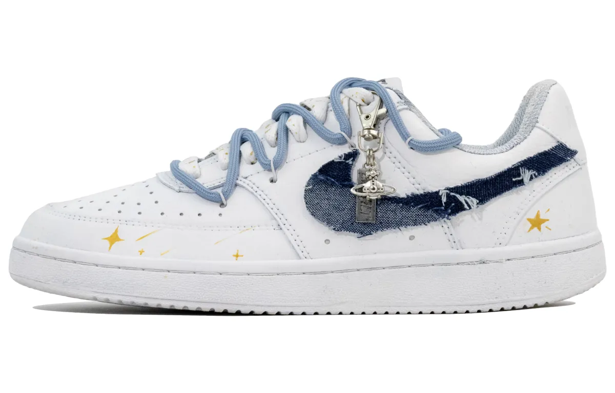 Nike Court Vision Star Wish Abrasion Resistant Low top Skateboard Shoes Unisex White Blue