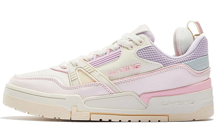 LiNing Li Ning 001 BTC BTC fabric synthetic leather low-top non-slip shock-absorbing wear-resistant sneakers women's white pink purple