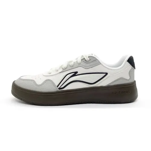 Li Ning Slip Resistant, Abrasion Resistant, Lightweight Low top Skateboard Shoes Men's White Gray Brown