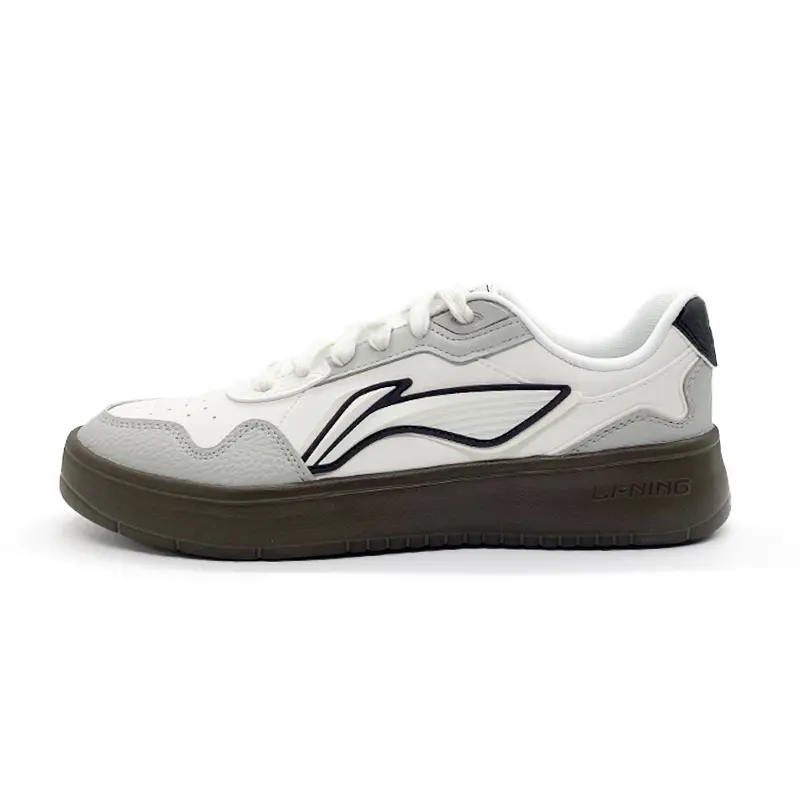 Li Ning Slip Resistant, Abrasion Resistant, Lightweight Low top Skateboard Shoes Men's White Gray Brown
