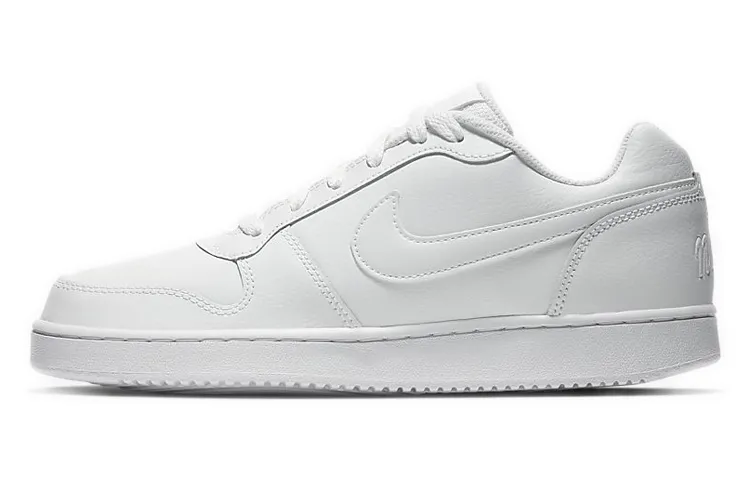 Nike EBERNON Low Genuine Leather Comfortable Coverage Slip Resistant Low top Skateboard Shoes Women's Pure White