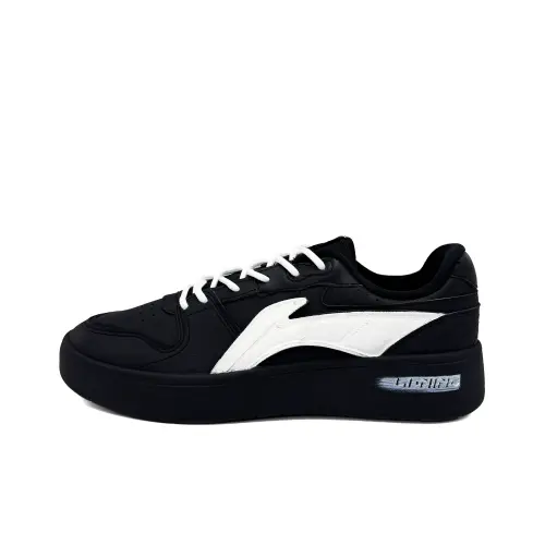 Li Ning Slip Resistant Abrasion Resistant Low top Skateboard Shoes Men's Black White
