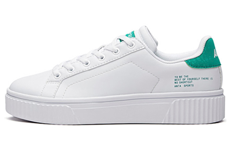 Anta Casual Slip Resistant Abrasion Resistant Skateboard Shoes Women's White Green