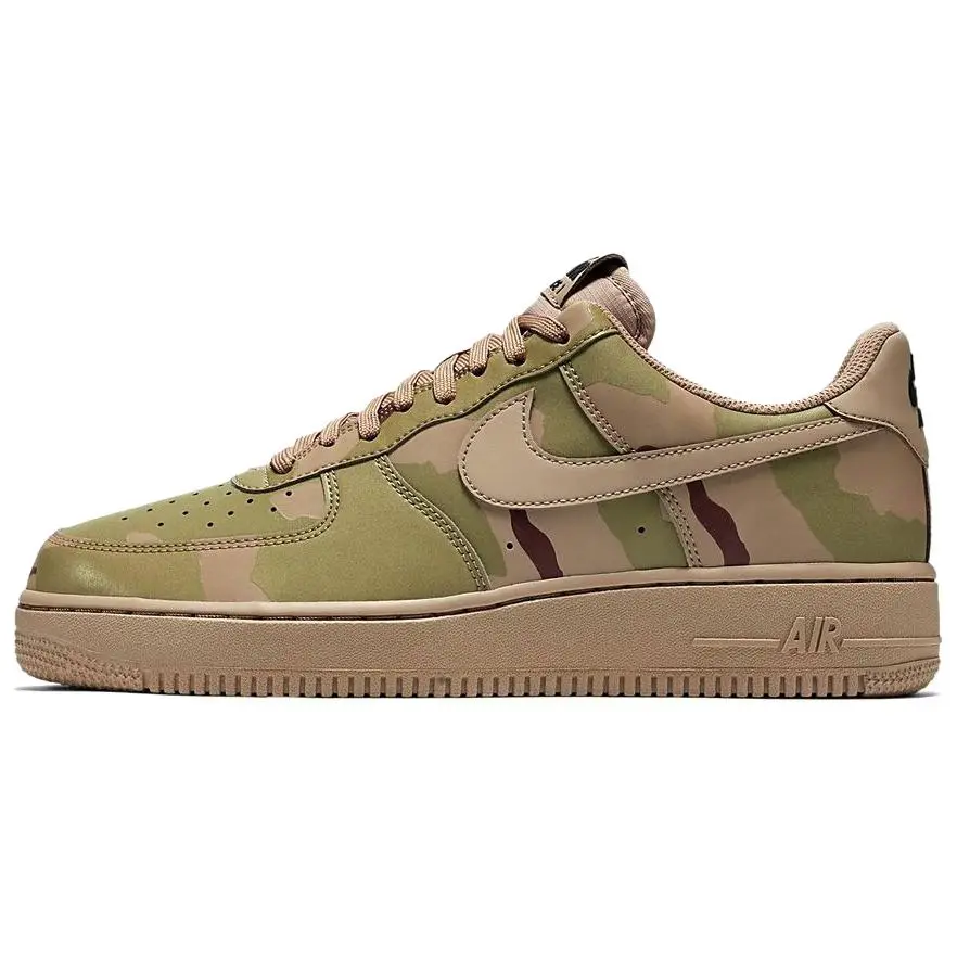 Nike Air Force 1 Reflective Desert Camo Comfortable Slip Resistant Low top Skateboard Shoes Men's Brown Green