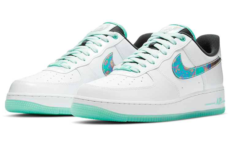 Мужские кроссовки Nike Air Force 1 (белый / зеленый) — Белый / зелёный — фото 3