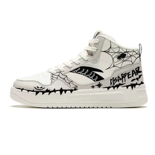 Anta Abrasion Resistant, Lightweight, And Breathable High top Skateboard Shoes Men's Black White Gray