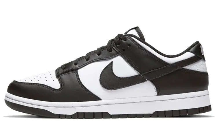 Nike Dunk White Black Panda Cow Leather Cushioning Abrasion Resistant Low top Skateboard Shoes Women's Black White