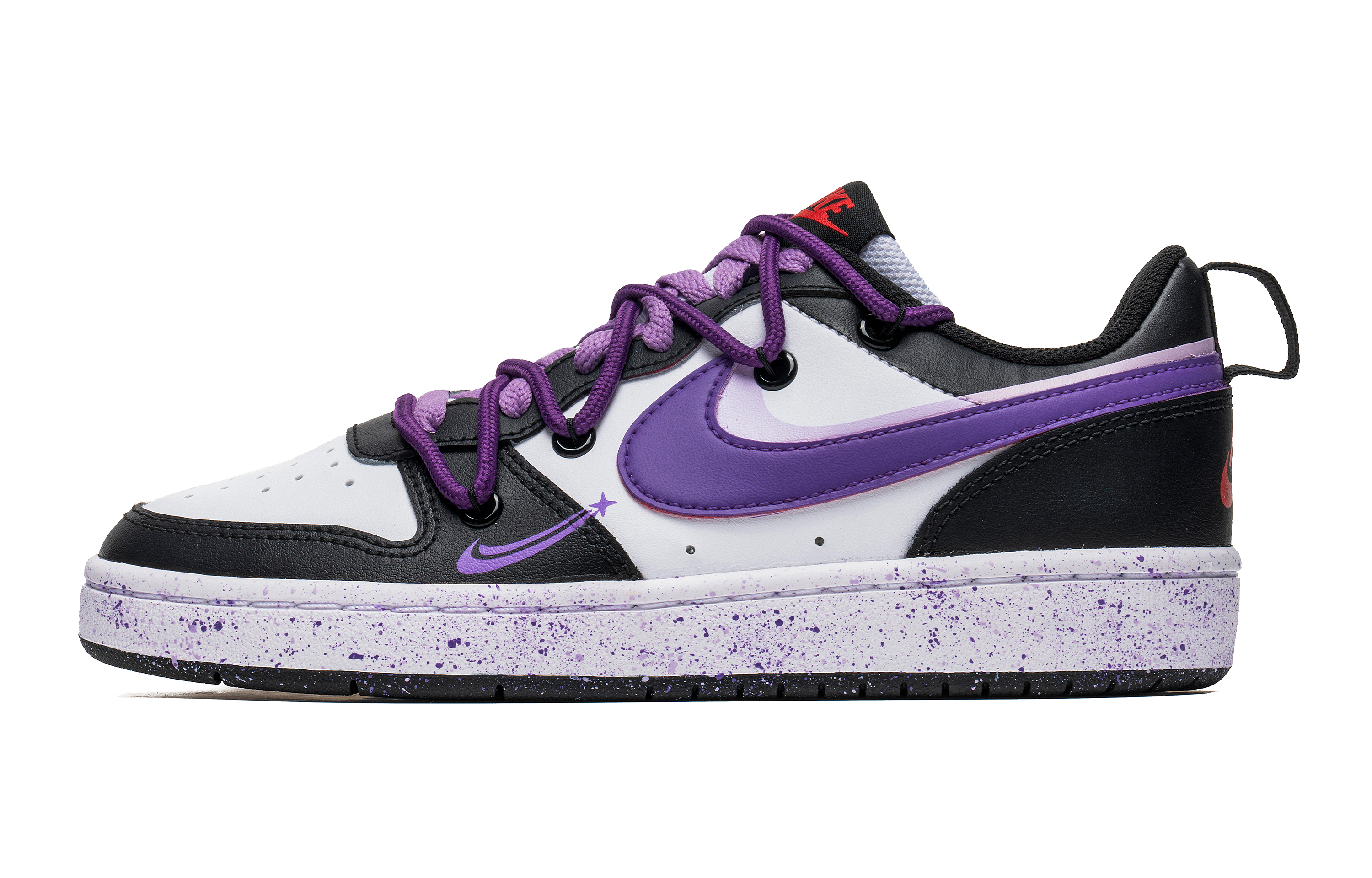 Nike Court Borough Low 2 Low top Skateboard Shoes Women's Black White Purple