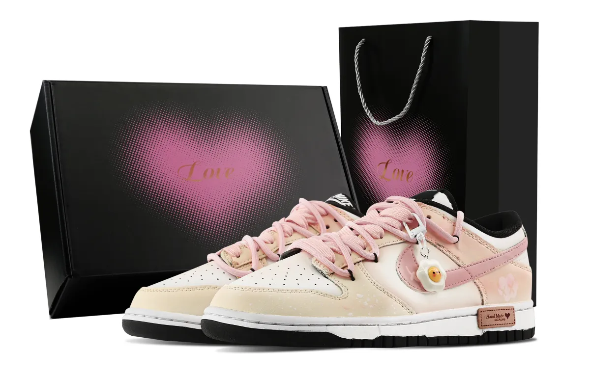 Nike Dunk Creamy Cherry Blossom, Heart Box Slip Resistant Abrasion Resistant Low top Skateboard Shoes Unisex