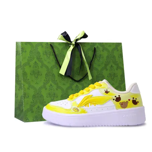 Li Ning Floating Boat Cushioning Lightweight Breathable Low top Skateboard Shoes Unisex White Yellow Brown
