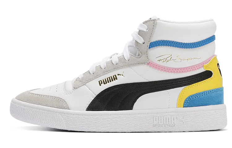 PUMA Ralph Sampson Mid top Skateboard Shoes Unisex White Gray Yellow