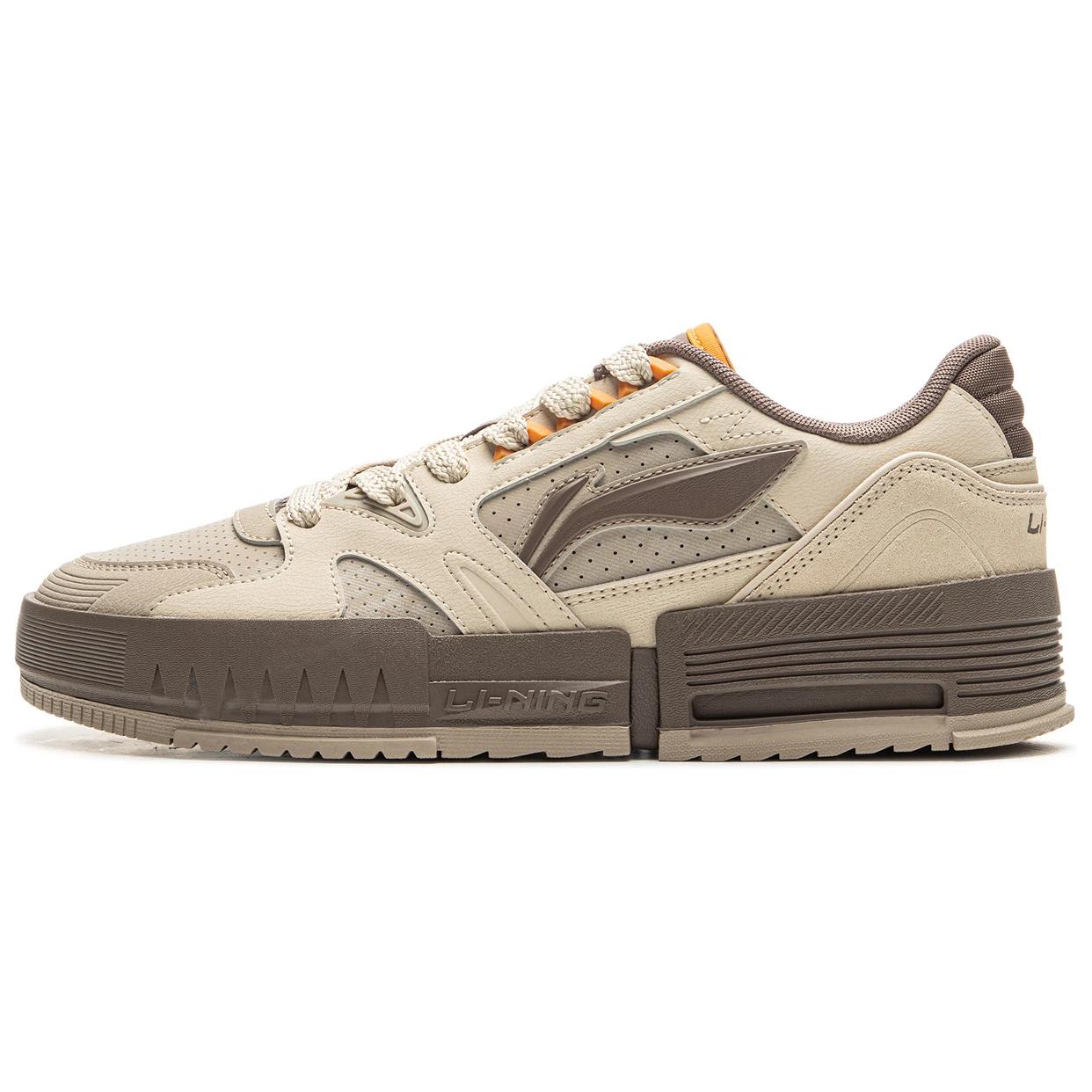 LiNing Li Ning Li Cheng Li Cheng Comfortable and Versatile Thick Sole Increased Anti-slip Shock Absorption Wear-Resistant Low-top Sneakers Men's Oatmeal Gray