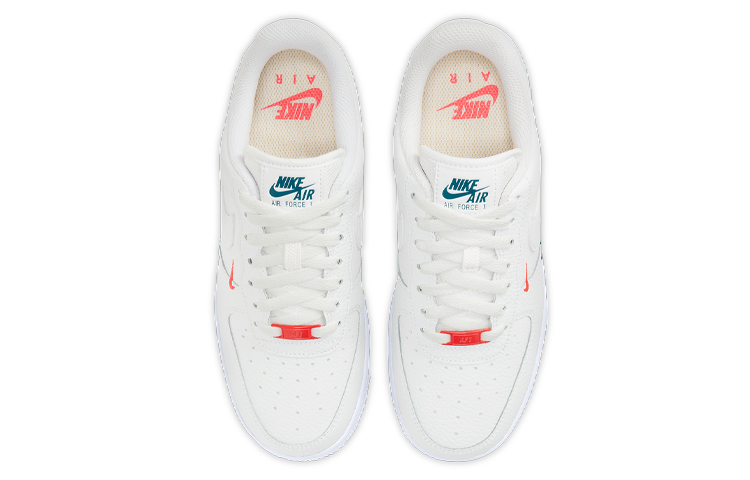 Женские кроссовки Nike Air Force 1 (бело-оранжево-синий) — Белый / оранжевый / синий — фото 4