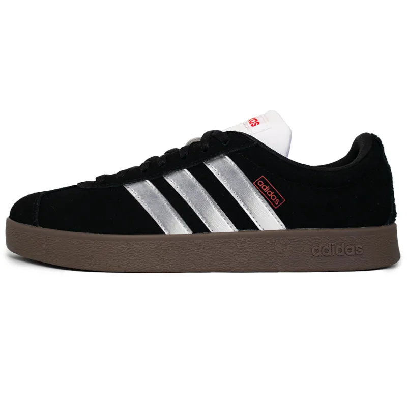Adidas VL COURT 2.0 Abrasion Resistant Abrasion Resistant Low top Skateboard Shoes Unisex Black Silver