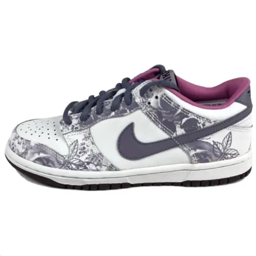 Nike Dunk Low Floral Slip Resistant Low top Skateboard Shoes Women's Purple