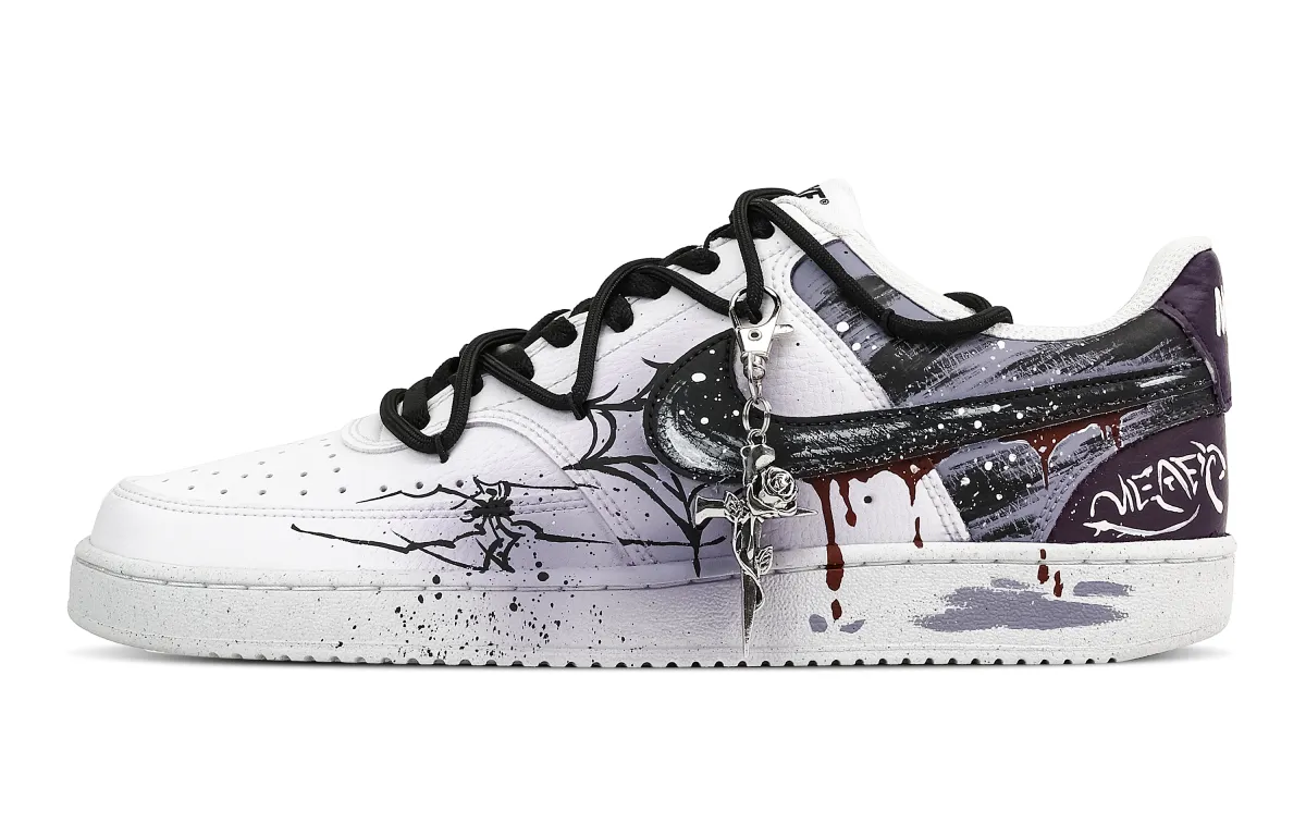 Nike Court Vision 1 Slip Resistant Abrasion Resistant Low top Skateboard Shoes Men's Purple Black