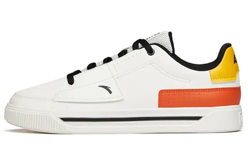 Anta Slip Resistant Abrasion Resistant Cushioning Low top Skateboard Shoes Men's White Orange