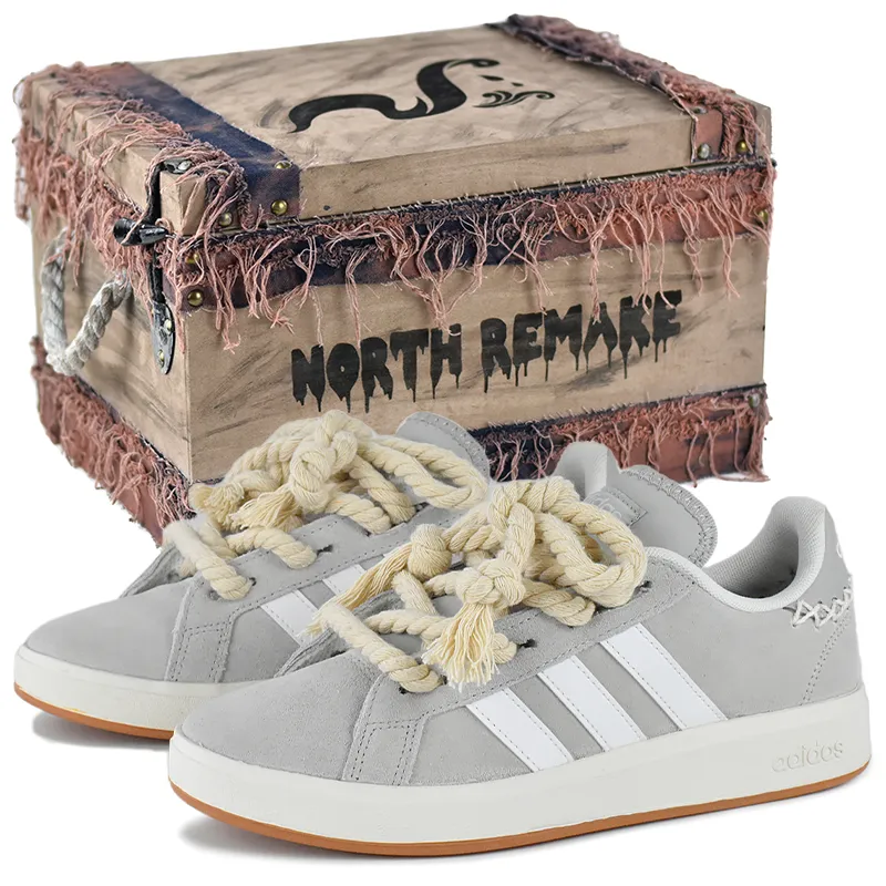 Adidas Grand Court Base 00s Slip Resistant Abrasion Resistant Low top Skateboard Shoes Unisex Gray White