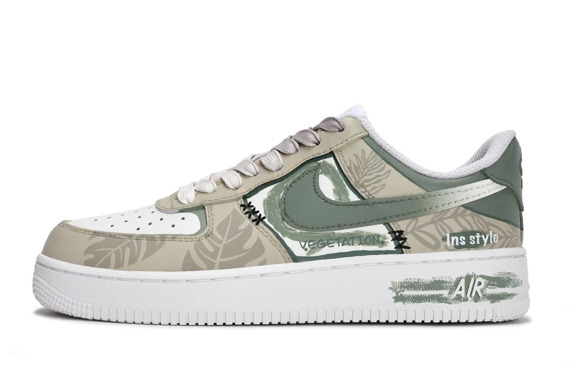 Nike Air Force 1 Wondrous Brush Strokes, Emerald Green Journey Slip Resistant Abrasion Resistant Low top