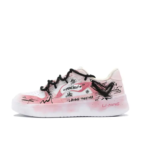Li Ning Floating Boat Slip Resistant Abrasion Resistant Low top Skateboard Shoes Women's Pink