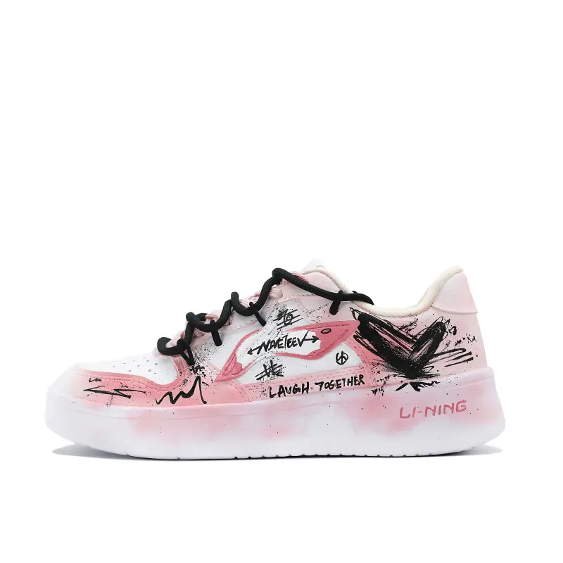 Li Ning Floating Boat Slip Resistant Abrasion Resistant Low top Skateboard Shoes Women's Pink