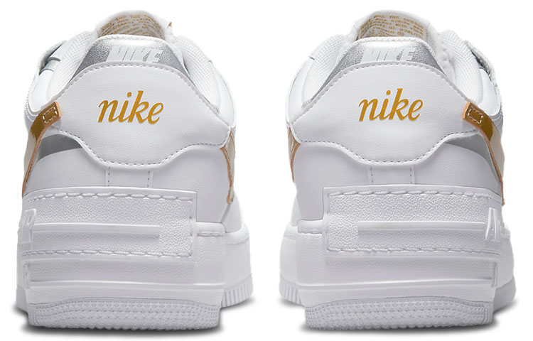 Женские кроссовки Nike Air Force 1 Shadow (белый / золотой / серый) — фото 5