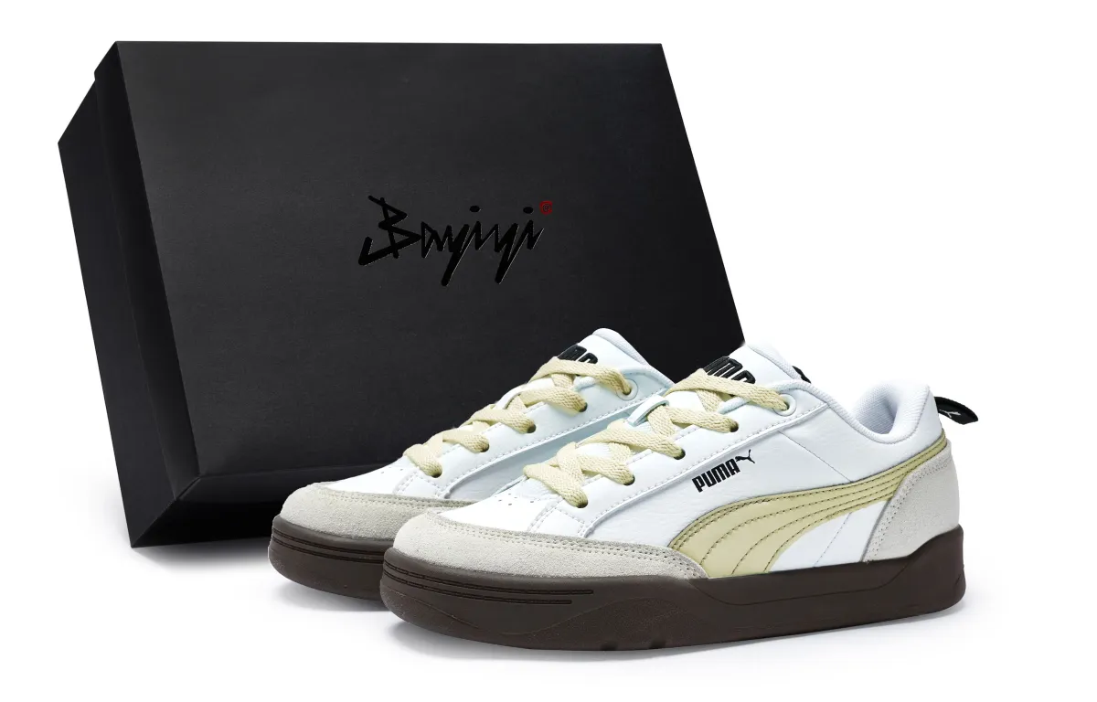 PUMA Park Lifestyle Slip Resistant Slip Resistant Low top Skateboard Shoes Unisex White Gray Yellow