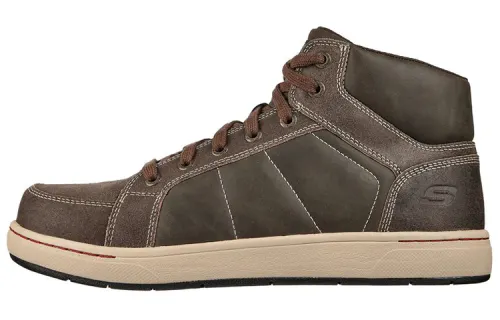 Skechers Work Skateboard Shoes Men's High Top Chocolate