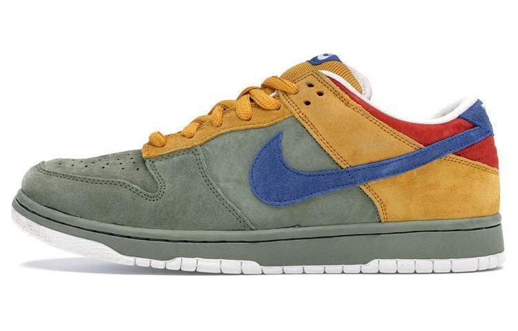 Мужские кеды Nike Dunk SB Low (разноцветные) — Зелёный / синий / жёлтый — фото 1