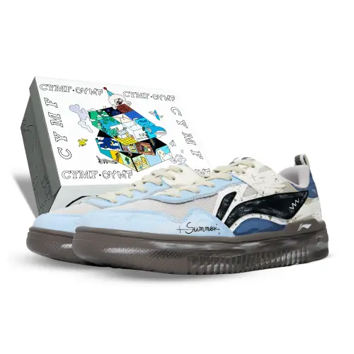 Li Ning Cyan Cloud Abrasion Resistant Breathable Low top Skateboard Shoes Men's Light Blue