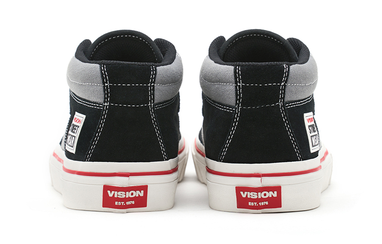 Vision Street Wear Concave Cushioning Abrasion Resistant Support Mid top Skateboard Shoes Unisex Black Gray