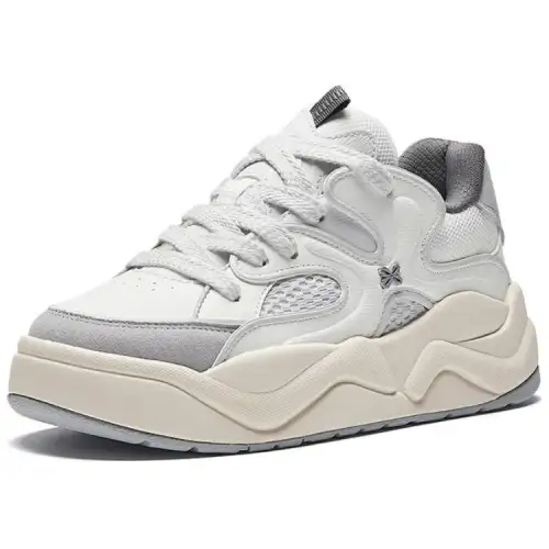 Anta Freesia Textile, Synthetic Leather Low top Skateboard Shoes Women's White Gray