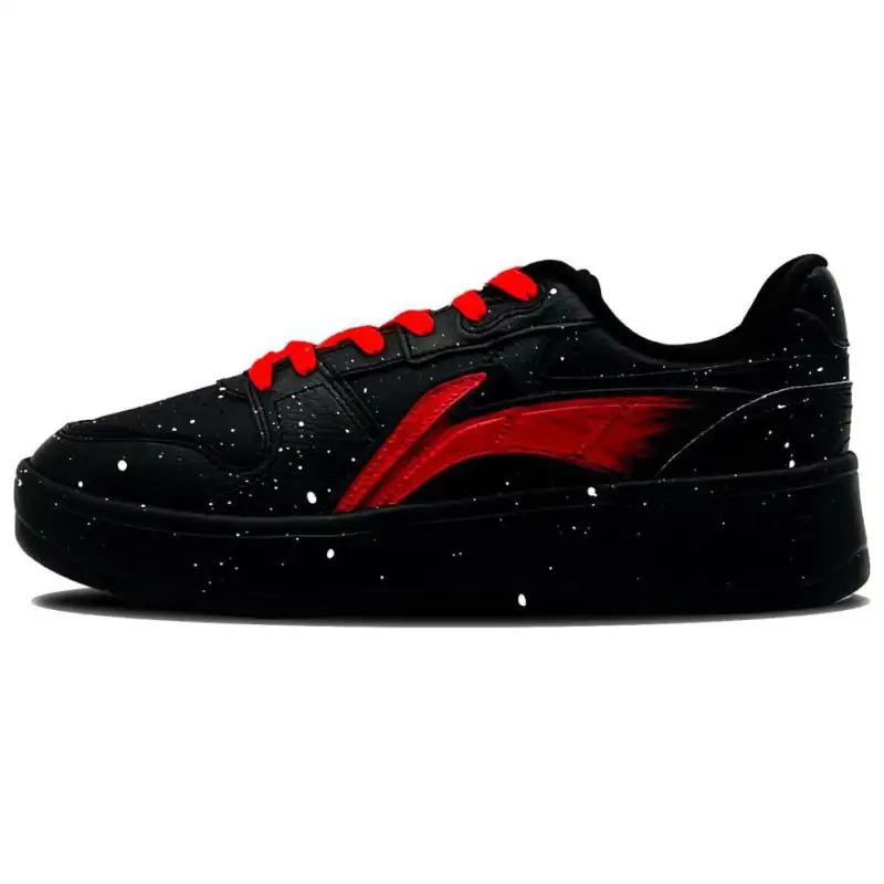 Li Ning Slip Resistant Abrasion Resistant Slip Resistant Abrasion Resistant Low top Skateboard Shoes Men's Black Red