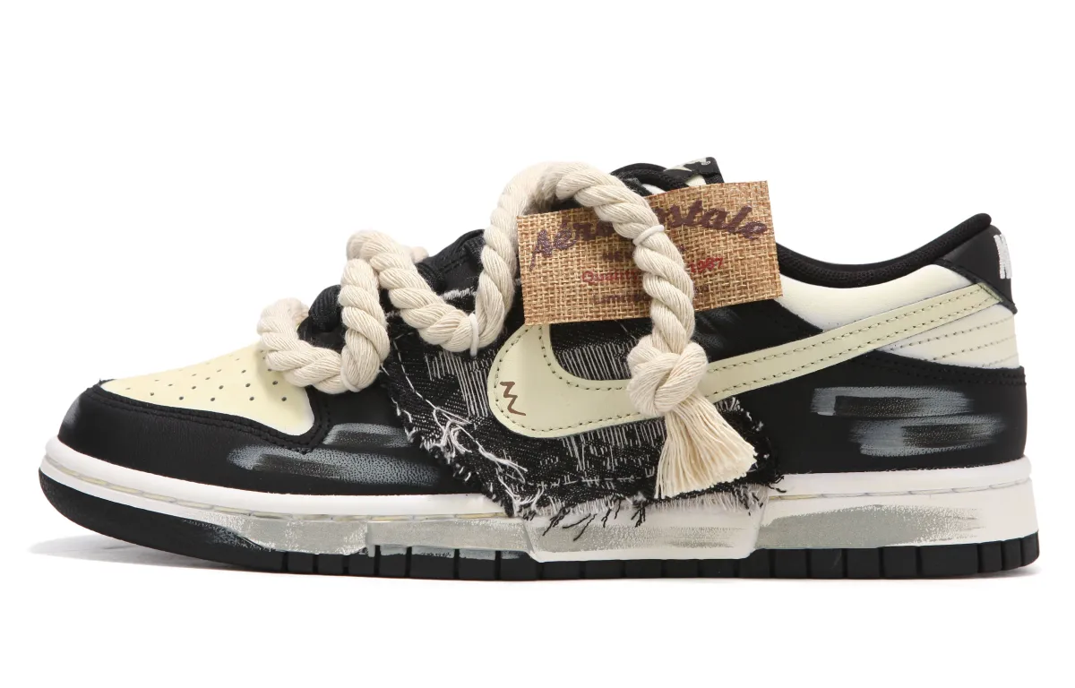 Nike Dunk Low top Skateboard Shoes Men's Beige Black