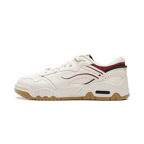 Li Ning Moon White 3 Fabric Abrasion Resistant Breathable Cushioning Low top Skateboard Shoes Men's White Red
