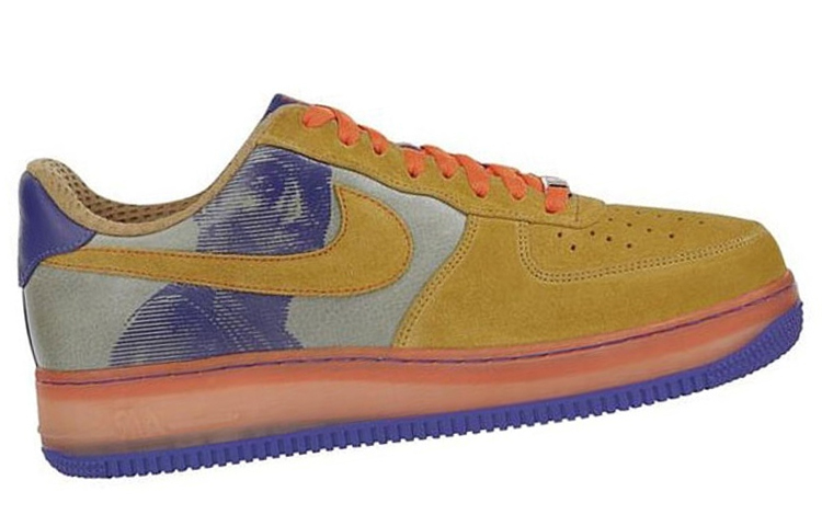 Мужские кроссовки Nike Air Force 1 Amare Stoudemire New Six (коричнево-синие) — фото 2