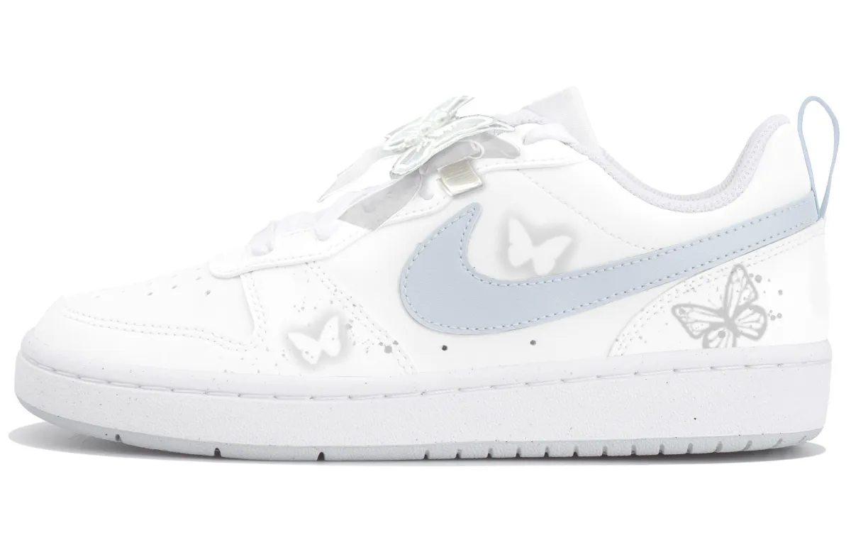 Nike Court Borough 2 Low top Skateboard Shoes GS White Gray Blue