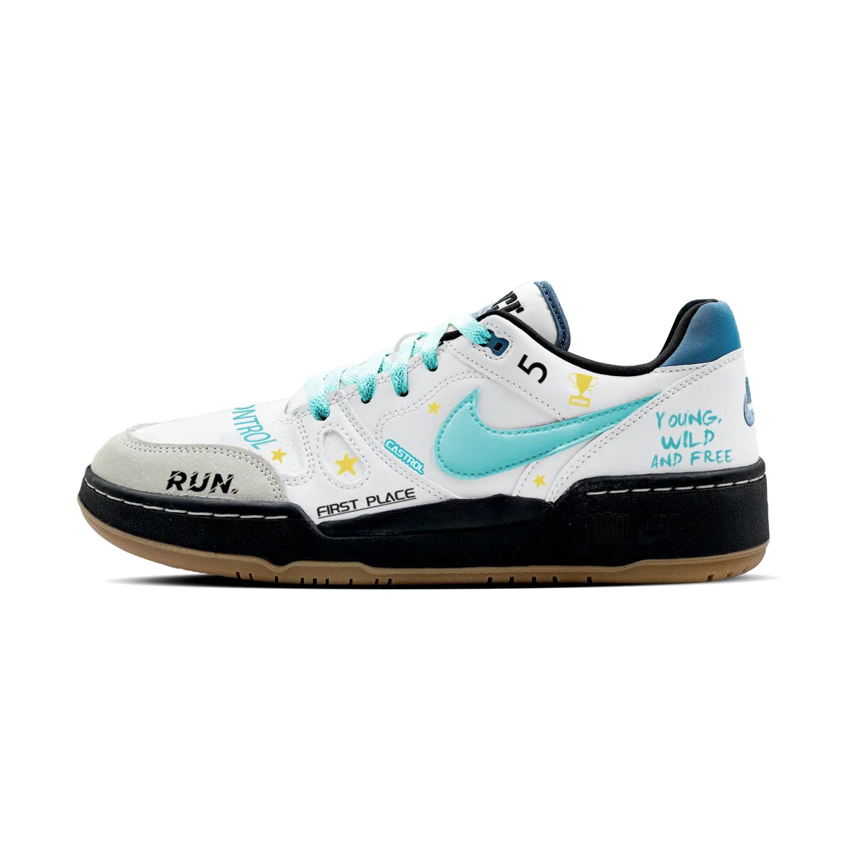 Nike Full Force Low Pixel Respirators Abrasion Resistant Low top Skateboard Shoes Men's White Green