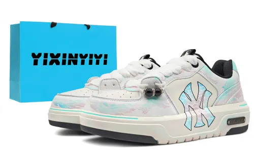 MLB Chunky Liner Low top Skateboard Shoes Unisex White Cyan