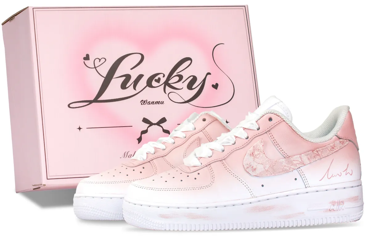 Nike Air Force 1 Peach Bubble Slip Resistant Abrasion Resistant Low top Skateboard Shoes Women's White Pink