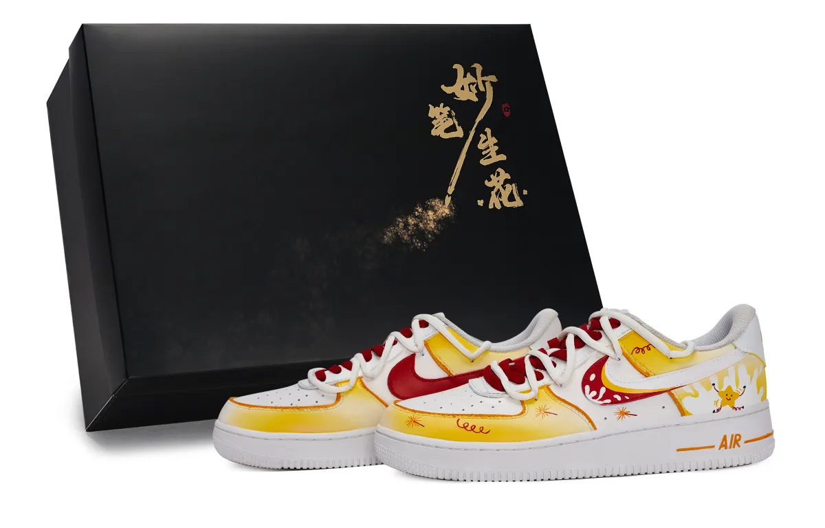 Nike Air Force 1 Skateboard Shoes Unisex Low Top Yellow/Red
