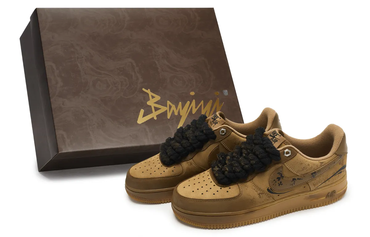 Nike Air Force 1 Mist Nightfall Slip Resistant Slip Resistant Low top Skateboard Shoes Unisex Wheat Black